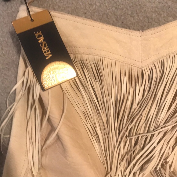 NWT Versace beige suede and leather pants - Picture 2 of 6